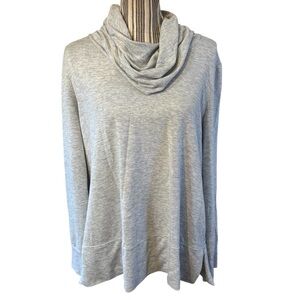 Cupid Top XL Light Gray Cowl Neck Tunic Long Sleeves Viscose Blend Stretch Comfy